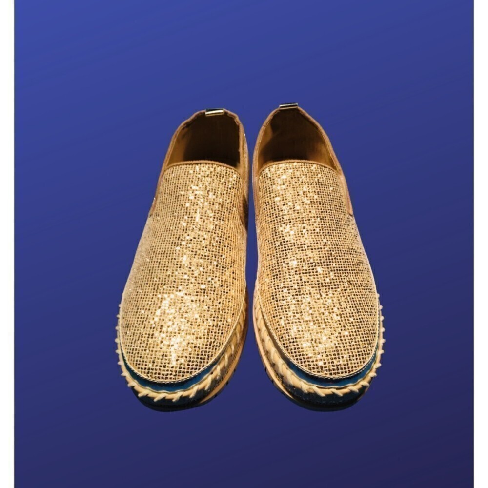 Jolimall Low Top Slip-on Rhinestone Platform Sneaker, GOLD, Women’s Size 9, NWOB
